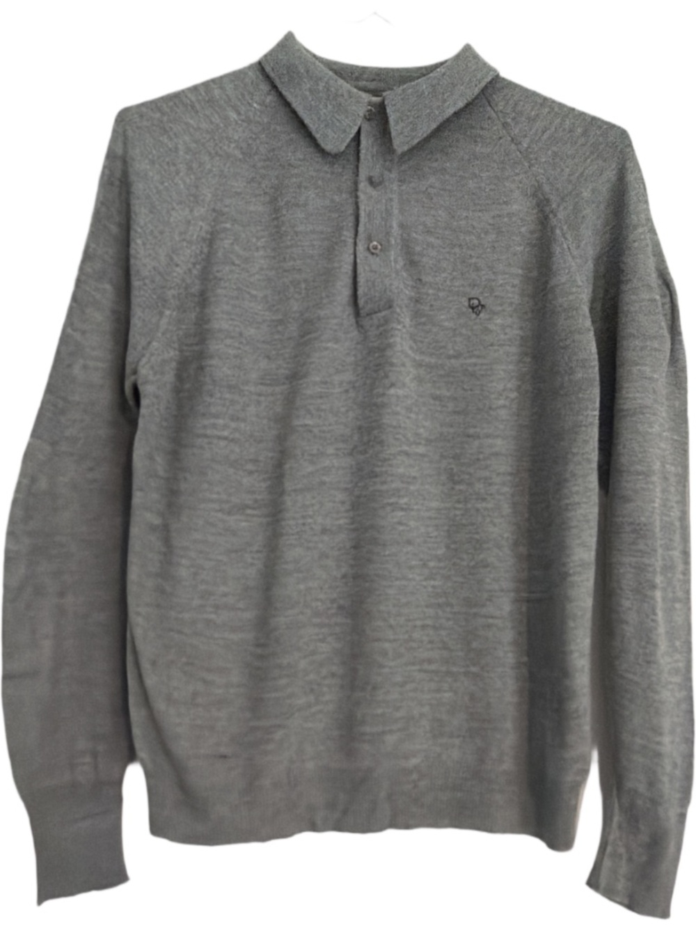 Vintage Dior Heather Gray Polo Sweater Long Sleeve Size Small